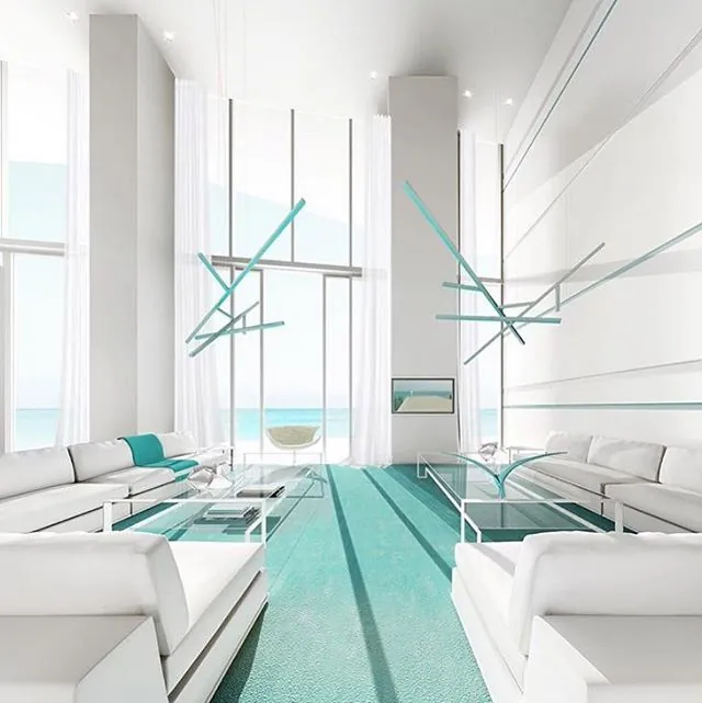Interior rendering of a proposed penthouse on Collins Avenue, Miami